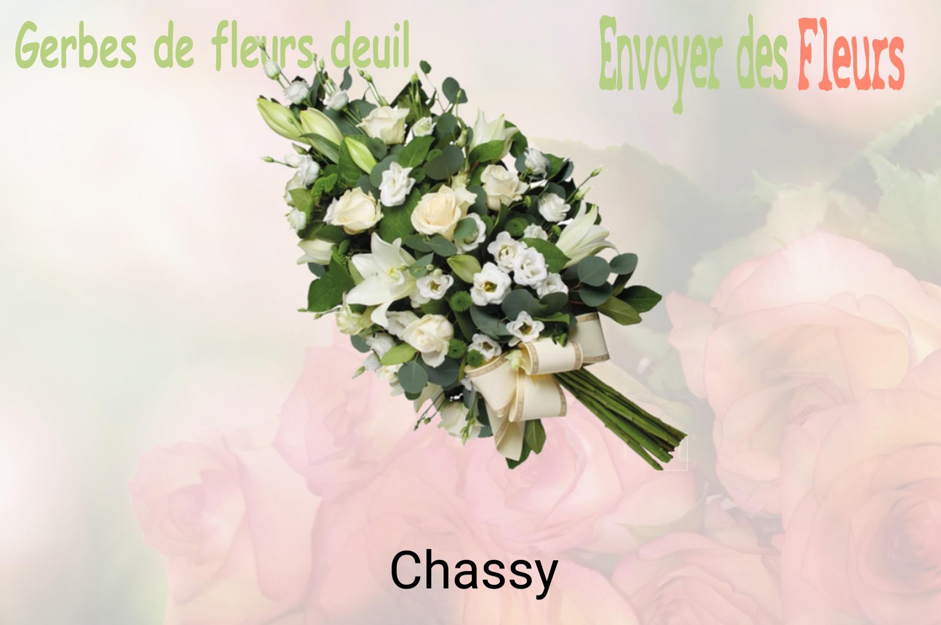 Gerbe de fleurs de deuil livrée à Chassy